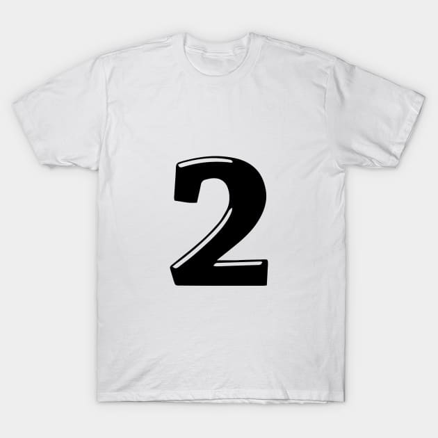 Number 2 in color black 3d font design T-Shirt by Spinkly